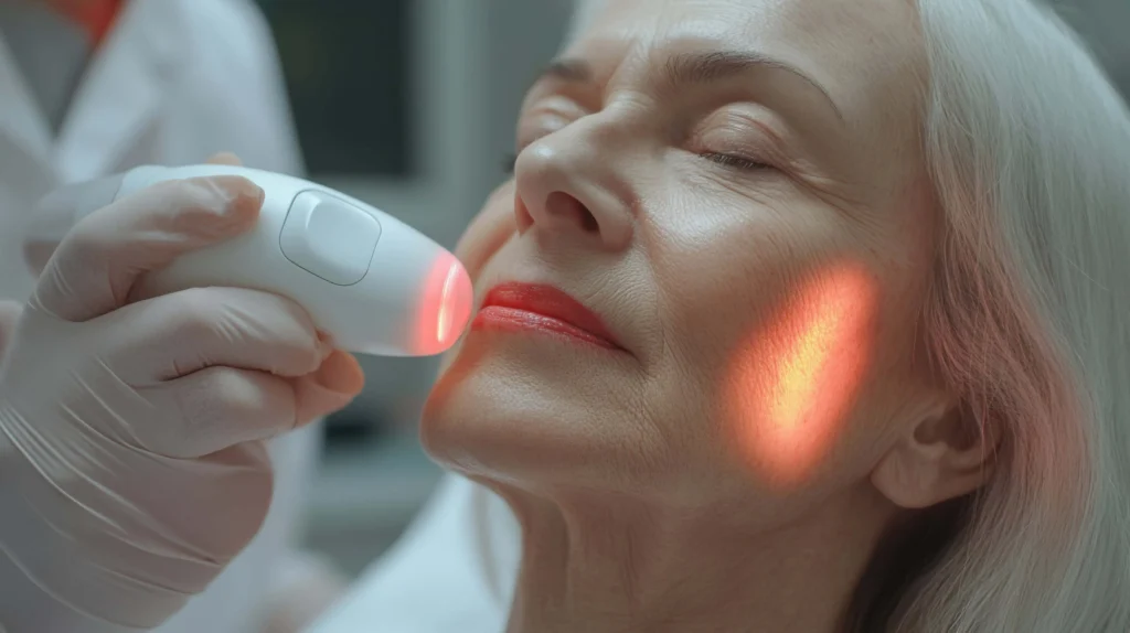 Laser treatment on skin to reduce aging signs
